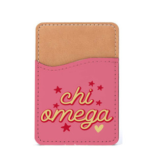 Chi Omega Stars Leatherette Card Pouch Phone Wallet