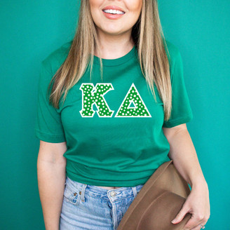 Shamrock Satin Stitch Greek Lettered Tee