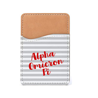 Alpha Omicron Pi Horizontal Stripes Leatherette Card Pouch Phone Wallet