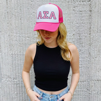 Alpha Sigma Alpha Greek Letter Trucker Caps