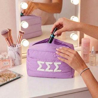 Sigma Sigma Sigma Puffer Style Makeup Bag