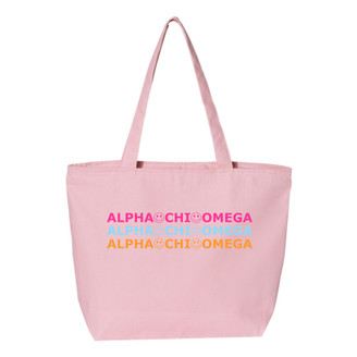 Alpha Chi Omega Smiley Stack Tote Bag