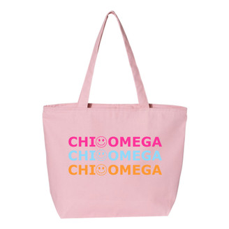 Chi Omega Smiley Stack Tote Bag