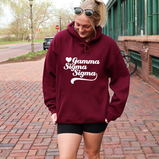  Gamma Sigma Sigma Script Heart Greek Hoodie 