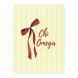 Chi Omega Stripes & Bows Sherpa Blanket - Giant Size!