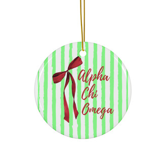 Alpha Chi Omega Bow Round Christmas Ornaments