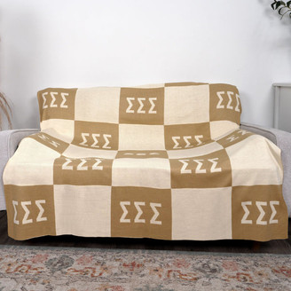 Sigma Sigma Sigma Acrylic Checkerboard Beige Throw Blankets