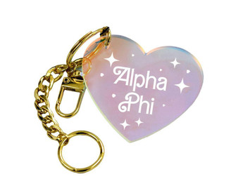 Sorority Shop Alpha Phi  Iridescent Heart Keychain 