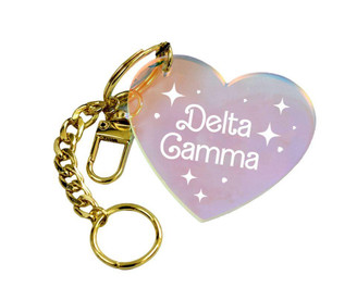 Sorority Shop Delta Gamma Iridescent Heart Keychain 