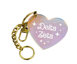 Sorority Shop Delta Zeta Iridescent Heart Keychain 