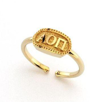 Chic Greek- Shawn Paul Alpha Omicron Pi Athena Oval Adjustable Ring 
