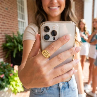 Zeta Tau Alpha Athena Oval Adjustable Ring