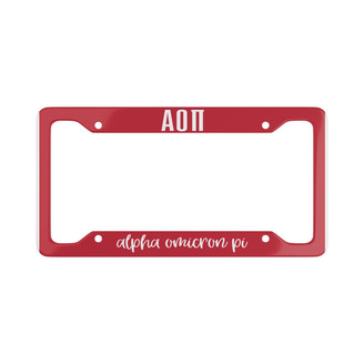 Alpha Omicron Pi Script License Plate Frames
