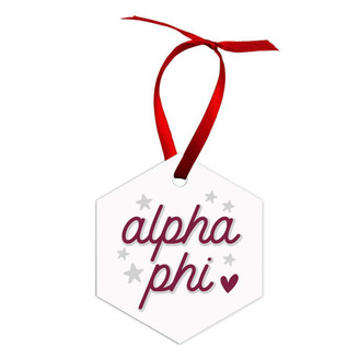 Printify Holiday Hexagon Alpha Phi Ornament 