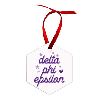 Printify Holiday Hexagon Delta Phi Epsilon Ornament 