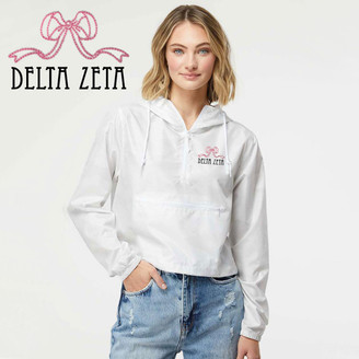  Delta Zeta Lightweight Quarter-Zip Pullover Crop Windbreaker 