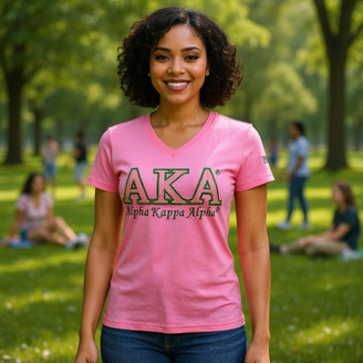 Alpha Kappa Alpha Luxury Women's V-Neck Tee (Pink, Black or Green)