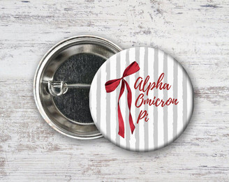  Alpha Omicron Pi Stripes & Bows Pin Buttons 