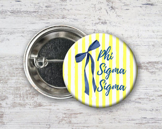  Phi Sigma Sigma Stripes & Bows Pin Buttons 