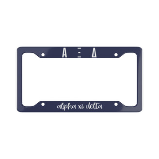 Alpha Xi Delta Script License Plate Frames