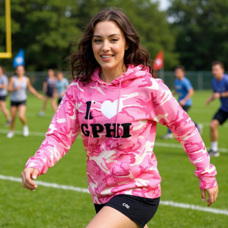 I Love Gamma Phi Beta Camo Hoodie Sweatshirt