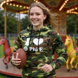 I Love Delta Phi Epsilon Camo Hoodie Sweatshirt