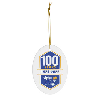 100th Celebration Alpha Phi Omega Holiday Crest Oval Ornaments