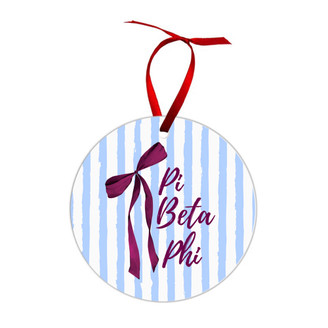 Pi Beta Phi Bow Ribbon Christmas Ornaments