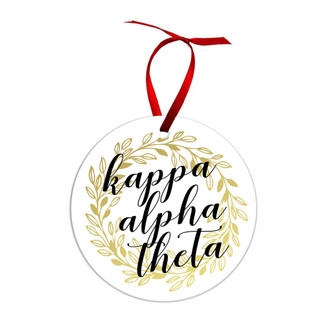 Kappa Alpha Theta Golden Wreath Christmas Ornaments