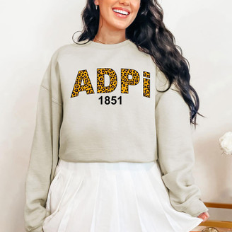  Alpha Delta Pi Cheetah Print Crewneck Sweatshirt 