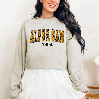  Alpha Gamma Delta Cheetah Print Crewneck Sweatshirt 