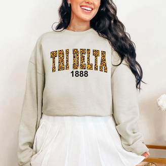  Delta Delta Delta Cheetah Print Crewneck Sweatshirt 