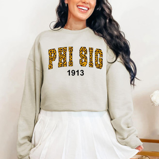  Phi Sigma Sigma Cheetah Print Crewneck Sweatshirt 