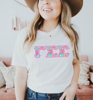 Gamma Phi Beta Floral Letter Tees