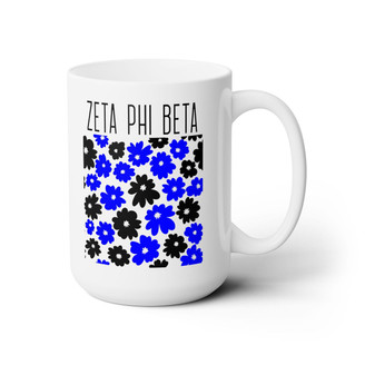  Zeta Phi Beta Flowers Ceramic Large Mug 15oz 