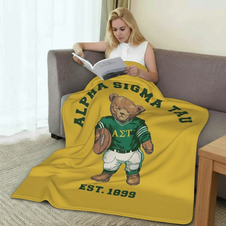 Alpha Sigma Tau Teddy Bear Sherpa Blanket - Giant Size!