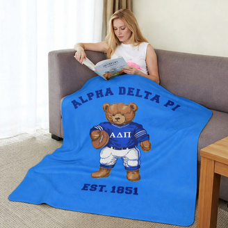 Alpha Delta Pi Teddy Bear Sherpa Blanket - Giant Size!