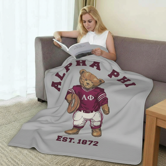 Alpha Phi Teddy Bear Sherpa Blanket - Giant Size!