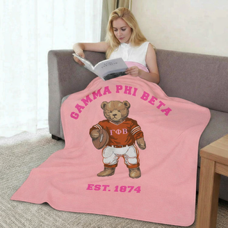 Gamma Phi Beta Teddy Bear Sherpa Blanket - Giant Size!