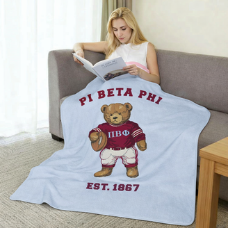 Pi Beta Phi Teddy Bear Sherpa Blanket - Giant Size!