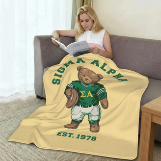 Sigma Alpha Teddy Bear Sherpa Blanket - Giant Size!