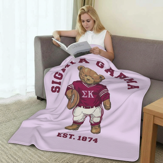 Sigma Kappa Teddy Bear Sherpa Blanket - Giant Size!
