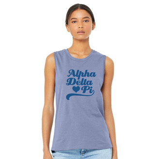 Printify Alpha Delta Pi Tail Heart Bella + Canvas Muscle Tank 