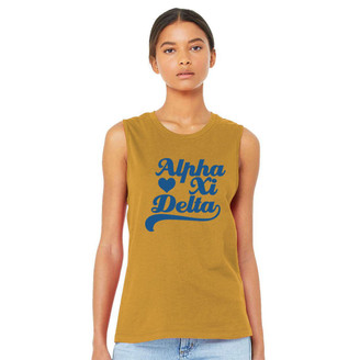 Printify Alpha Xi Delta Tail Heart Bella + Canvas Muscle Tank 