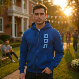 Beta Theta Pi Heavy Full Zip Hoodie - 3" Letters