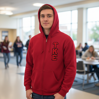 Tau Kappa Epsilon Heavy Full Zip Hoodie - 3" Letters