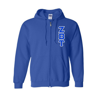  Zeta Beta Tau Heavy Full Zip Hoodie - 3" Letters 