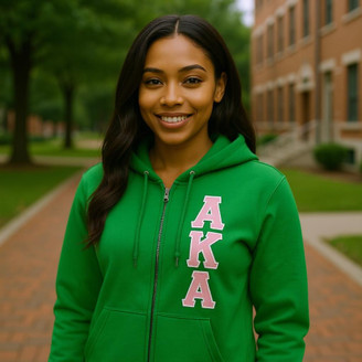 Alpha Kappa Alpha Heavy Full Zip Hoodie - 3" Letters