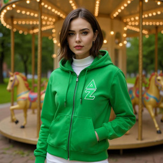 Delta Zeta Heavy Full Zip Hoodie - 3" Letters