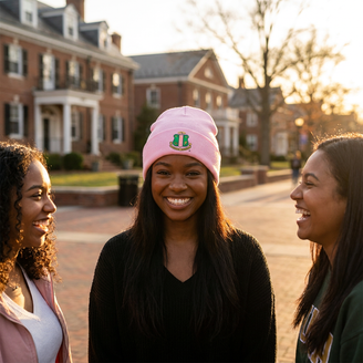 Alpha Kappa Alpha Shield Light Pink Knit Beanie
